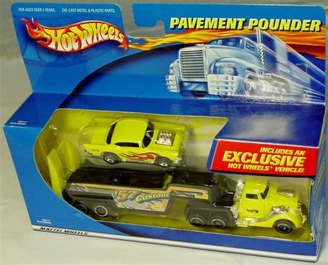 New Hot Wheels Pavement Pounders Yellow Carrier 57 Chevy