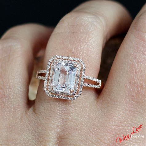 Light Pale Pink Sapphire And Diamond 2 Halo Engagement Ring