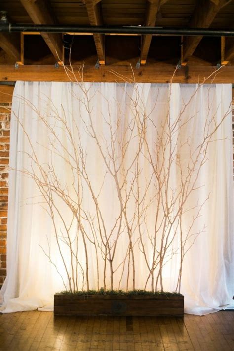 Rustic Tree Branched Wedding Backdrop Tulle Chantilly Wedding Blog