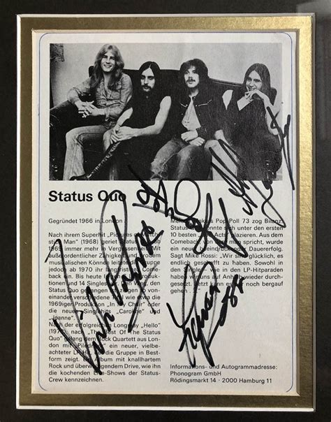 Status Quo Autographs Mounted And Framed Back In The Dae