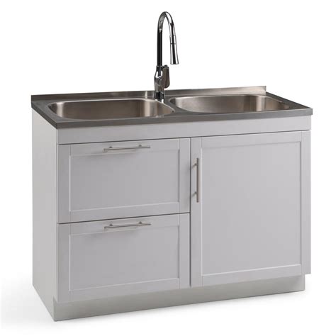 Their utility sinks are among the best, which are available globally. Simpli Home Seiger 46 in. x 20 in. x 35 in. Dual Stainless ...