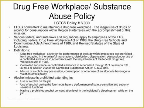 I recently have had a positive result in a nascar. Drug and Alcohol Policy Template Free Of Pany Drug Policy ...