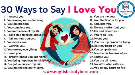 30 Ways To Say I Love You English Study Other Ways To Say Learn