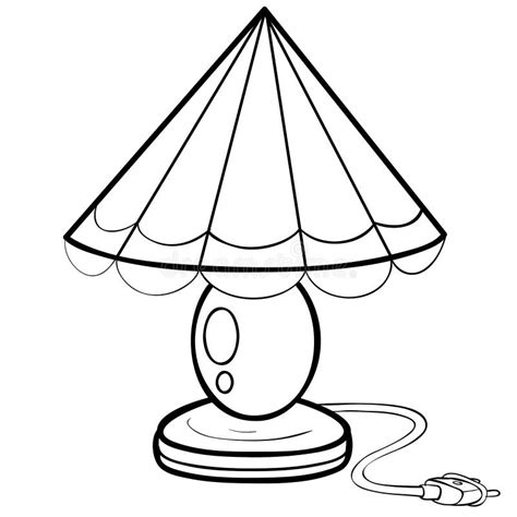 Sketch Of A Table Lamp Night Light Coloring Isolated Object On White