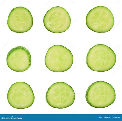 Sliced Cucumber Pieces Isolated Stock Photo Image Of Healthy
