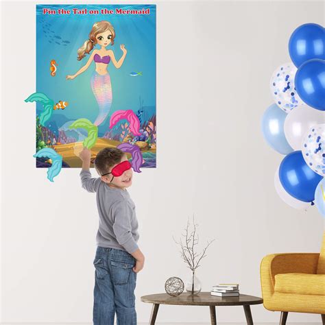 Buy Fepito Mermaid Party Supplies Pin The Tail On The Mermaid Party