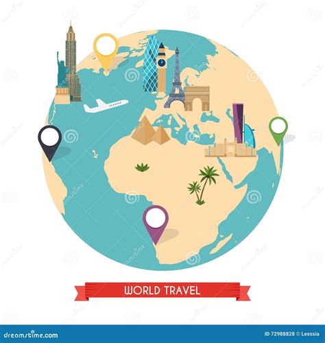 Travel To World Trip To World Road Trip Tourism Stock Vector