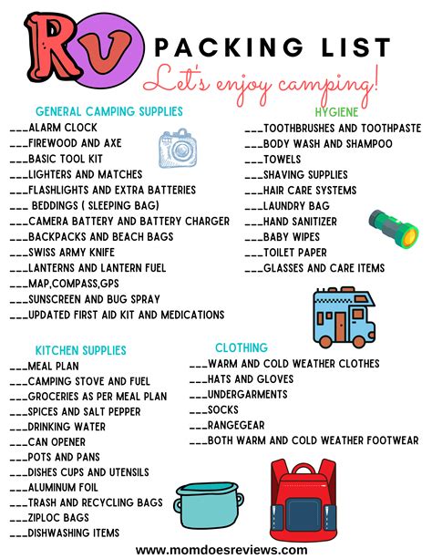 Free Rv Checklist Printable Packing List Must Have Mom Camping