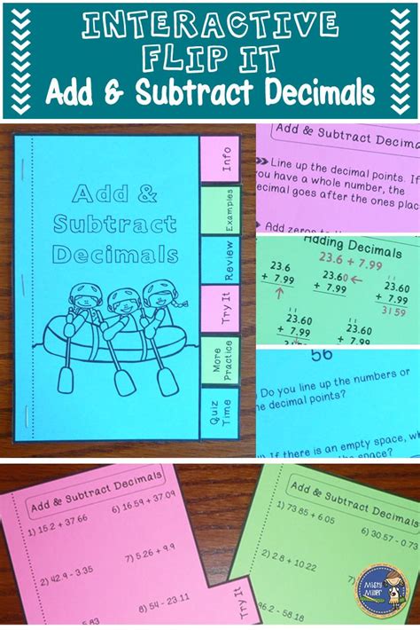 Adding And Subtracting Decimals Interactive Notebook Flip It Book