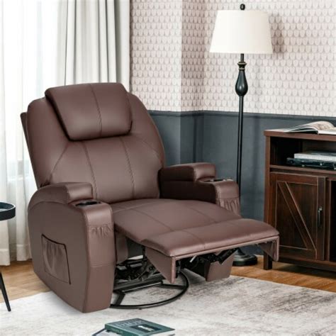Gymax Massage Recliner Chair 360 Degree Swivel Single Sofa Rocker W