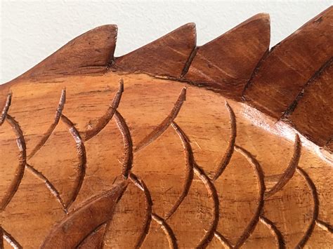 Vintage Hand Carved Wooden Fish Tropical Coastal Ocean Living Home Decor