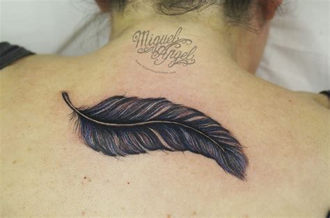 Freehand Crow Raven Feather Tattoo