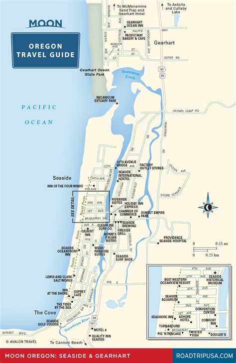 Travel Map Of Seaside And Gearhart Oregon From Moon Oregon Travel Guide