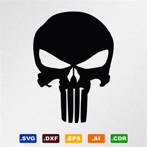 Punisher Skull Svg Dxf Eps Ai Cdr Vector Files For Etsy
