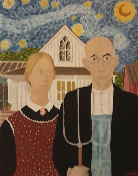 American Gothic Starry Night Painting By Justin Myers Fine Art America