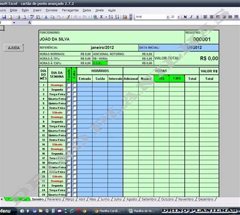 Planilha De Horas Trabalhadas Planilhas Excel Grátis Para Download