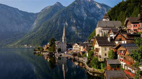 Lake Mountain In Alps Austria Hallstatt Hd Nature Wallpapers Hd