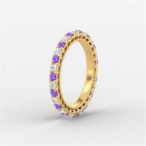 Stacking Amethyst Eternity Band Diamond Ring 14k Gold Ring Art Deco