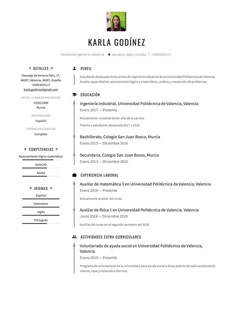 Ejemplos de cv sin experiencia laboral en pdf. Ejemplo Currículum para estudiante sin experiencia en 2020 ...