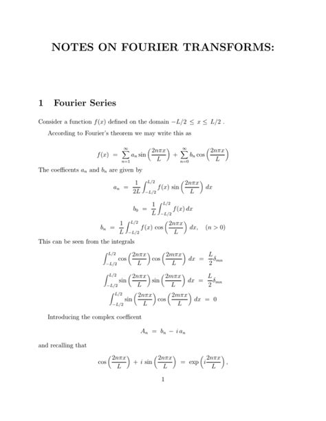 Notes On Fourier Transforms