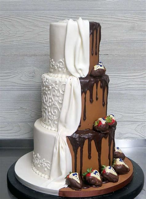Half And Half Wedding Cake Fancy Wedding Cakes Chocolate Wedding Cake Wedding Cake Servings