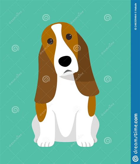 Thoroughbred Hound Hunting Dog Pet Flat Vector Icon Illustration