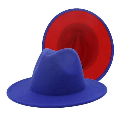 Red Bottom Fedora Hat Wide Brim Two Tone Fedora Etsy