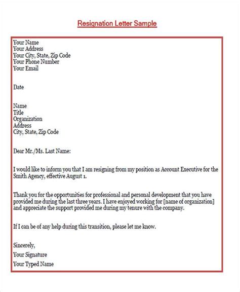 Free 64 Sample Resignation Letter Templates In Pdf Ms Word