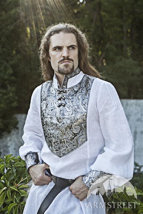Wedding Medieval Mens Tunic With Brocade Accents Etsy Medieval