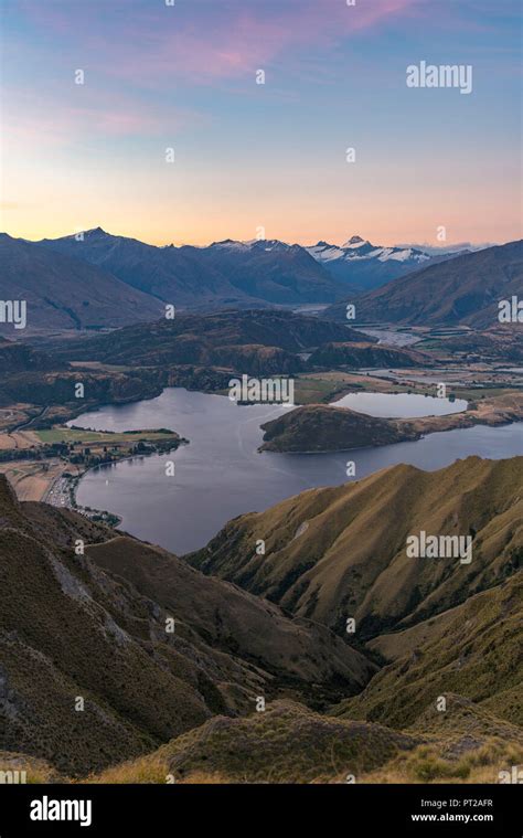 View Of Glendhu Bay And Mt Aspiring Np From Roys Peak Lookout At Sunset