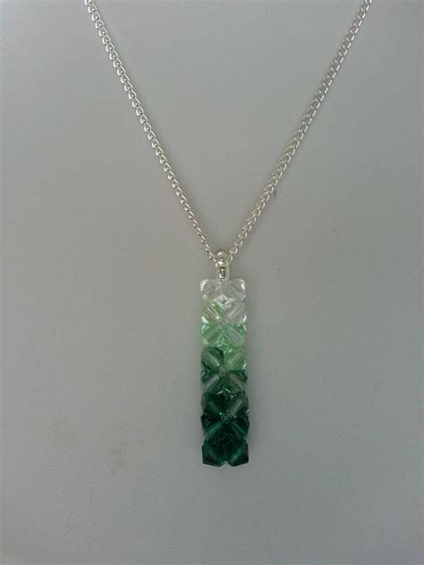 Emerald Green Ombre Crystal Pendant Necklace Green Pendant St