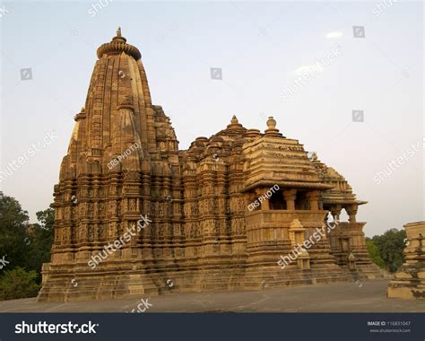Temples Khajuraho Famous Their Erotic Sculptures 스톡 사진 116831047