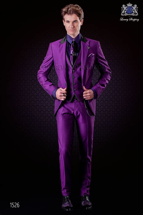Italian Violet Groom Suit 3 Pcs Slim Fit Peak Lapels And 1 Button