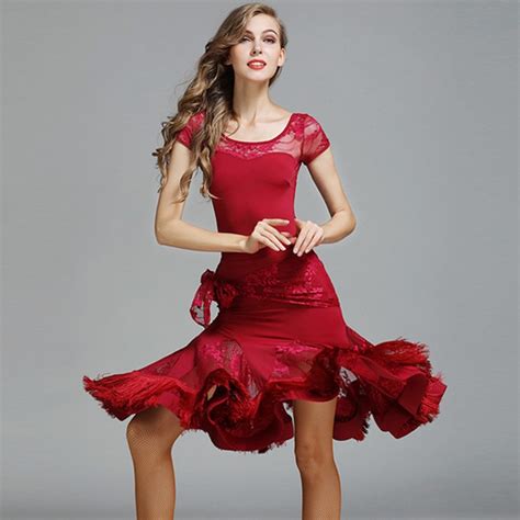 Buy 3 Colors Red Latin Dance Costumes Or Women Latin