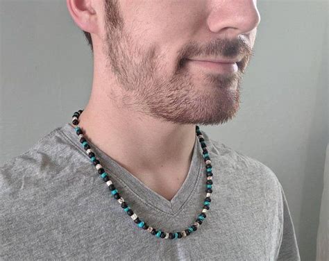 Mens Necklace Turquoise Womens Surf Necklace Mens Turquoise Etsy