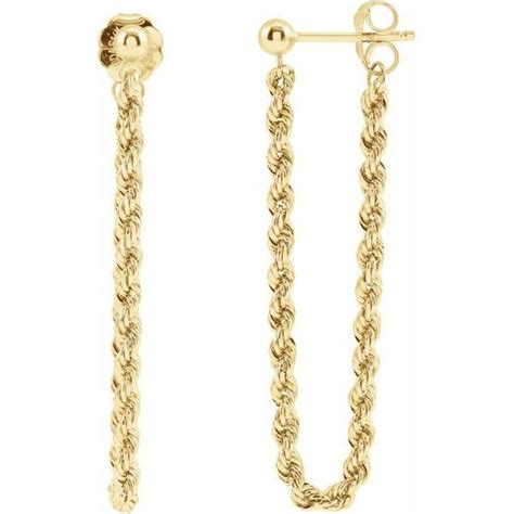 14k Yellow Gold Rope Chain Earrings In 2021 Gold Rope Chains Chain