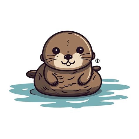 Premium Vector Cute Cartoon Otter Vector Illustration Of A Cute Animal