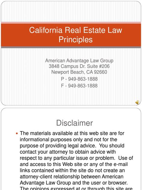 California Real Estate Law Principles