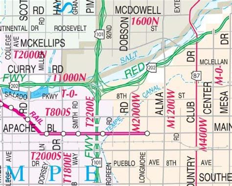 East Valley Arterial And Collector Streets Wall Map Dry Erase Laminated