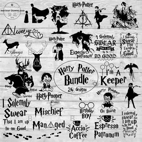 24 Harry Potter Bundle Svg Harry Potter Svg Deathly Hallows Etsy