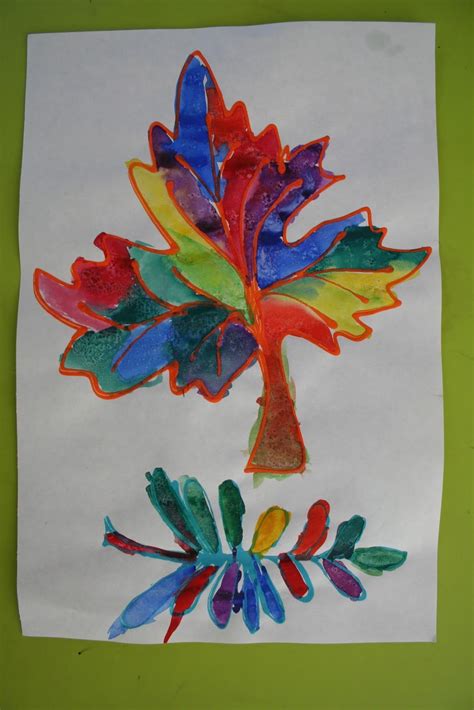 Pink And Green Mama Easy Fall Kid Craft Colored Glue Leaves With