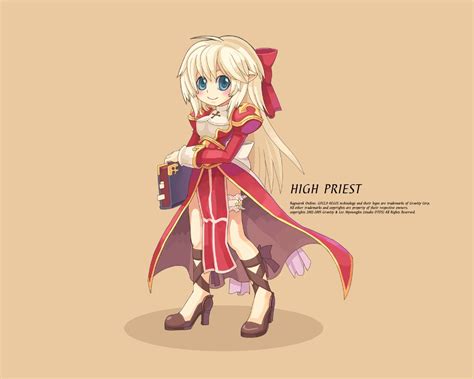 Female High Priest Anime Character With Red Dress Hd Wallpaper