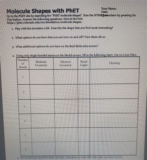 Molecule polarity phet lab worksheet answers sat 01 aug 2020 12 19 the phet molecule shape simulation from the university of colorado is a great way for students to visualize 3 dimension. Phet Molecular Shapes Worksheet Answers / Students are ...
