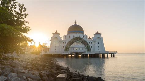 Malacca Straits Floating Mosque During Sunrise Stock Photo Image Of