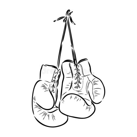Boxing Gloves Sketch Isolated Sporting Equipment For Boxing In Hand