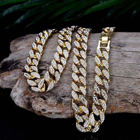 Finest Miami Curb Cuban Link Chain Pendent For Men Gold Silver Hip Hop