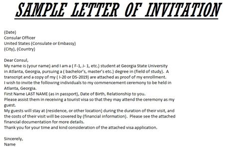 Invitation Letter Usa Sample