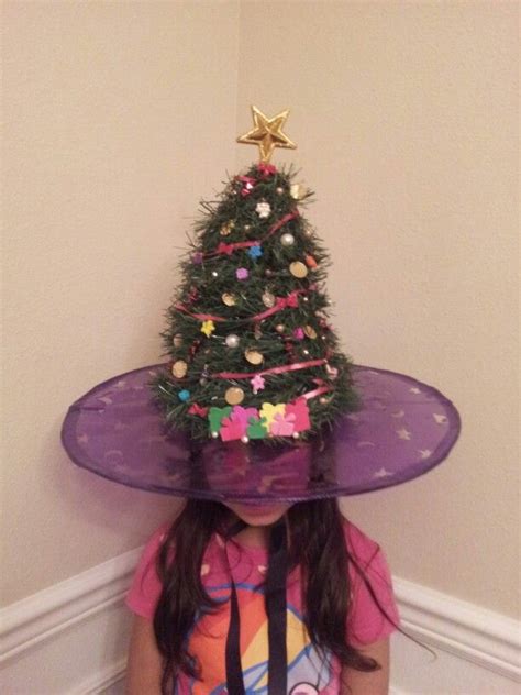 Crazy Christmas Tree Hat For Crazy Hat Day At School Made With An Old