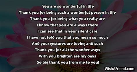 You Are So Wonderful In Life Thank You Poem