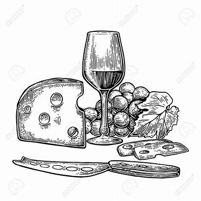 Cheese Wine Grapes Bottle Clip Vector Glass